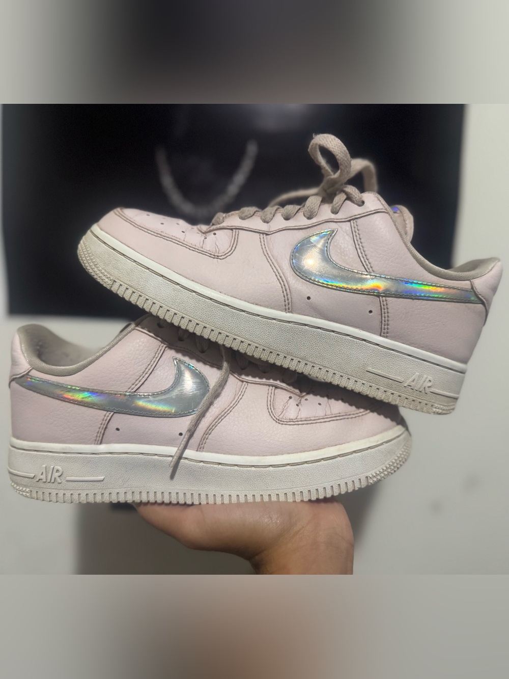 Nike Air Force 1 Low Pink Iridescent swoosh
Size 5 men
